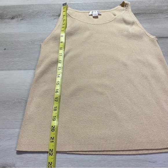 LOFT Cream High Neck Sleeveless Ribbed Sweater Tank, size L - Picture 3 of 7